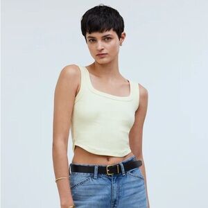 NWT Madewell Tailored Crop Tank Top in Sleekhold XS Candelight Yellow $35 NL398